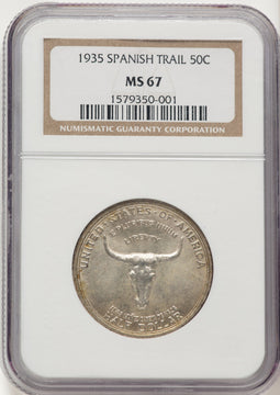 1935 50C Spanish Trail Commemorative Silver NGC MS67