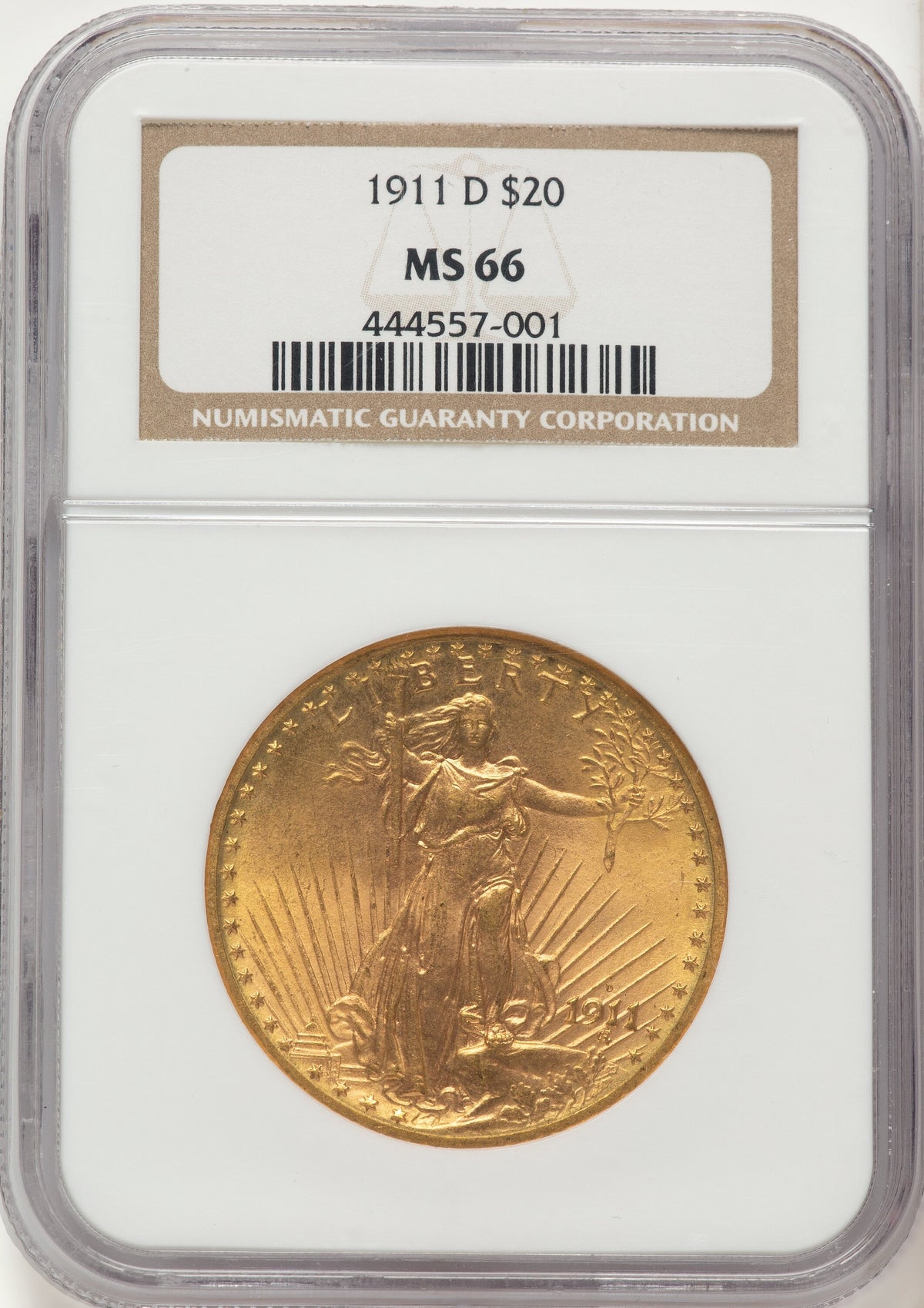 1911-D $20 Saint-Gaudens Double Eagle NGC MS66
