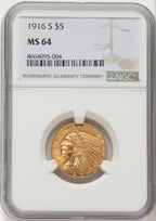 1916-S $5 Indian Half Eagle NGC MS64