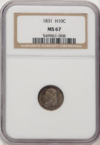 1831 H10C Bust Half Dime NGC MS67