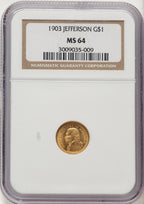 1903 G$1 JEFF Commemorative Gold NGC MS64