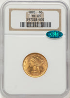 1895 $5 CAC Liberty Half Eagle NGC MS65