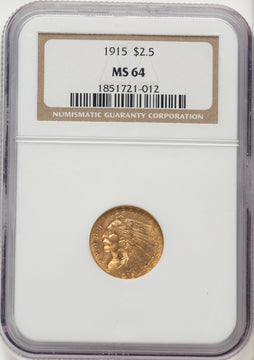 1915 $2.50 Indian Quarter Eagle NGC MS64