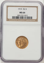 1915 $2.50 Indian Quarter Eagle NGC MS64