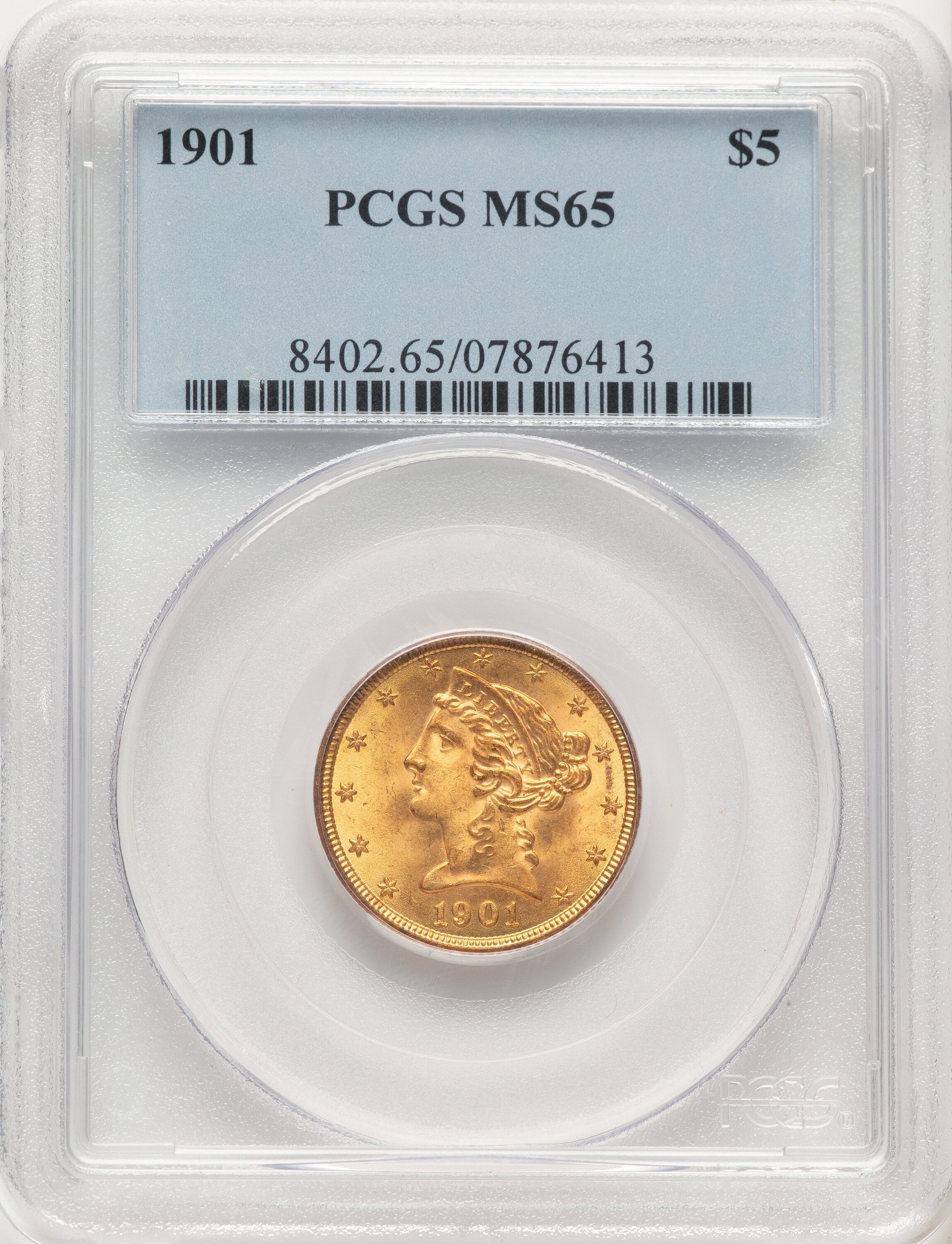 1901 $5 Liberty Half Eagle PCGS MS65