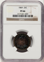 1869 25C Proof Seated Quarter NGC PR66