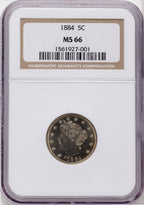 1884 5C Liberty Nickel NGC MS66