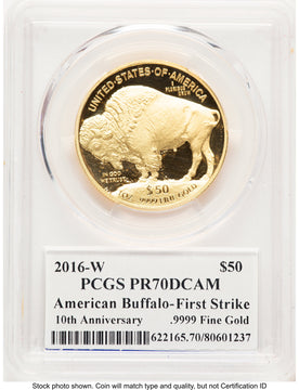 2016-W Proof Gold Buffalo 1 oz FS PCGS PR70 Ed Moy