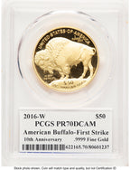 2016-W Proof Gold Buffalo 1 oz FS PCGS PR70 Ed Moy