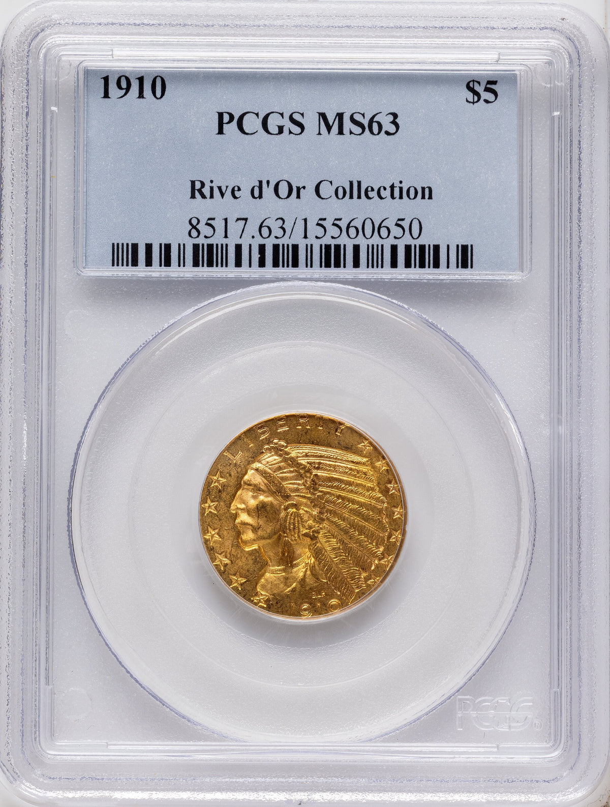 1910 $5 Indian Half Eagle PCGS MS63
