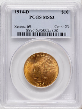 1914-D $10 Indian Eagle PCGS MS63