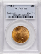 1914-D $10 Indian Eagle PCGS MS63