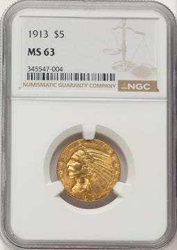 1913 $5 Indian Half Eagle NGC MS63