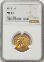 1913 $5 Indian Half Eagle NGC MS63