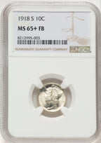 1918-S 10C FB Mercury Dime NGC MS65+