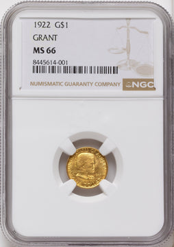 1922 G$1 Grant No Star Commemorative Gold NGC MS66