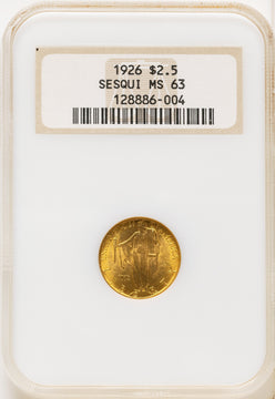 1926 $2.50 SESQUI Commemorative Gold NGC MS63