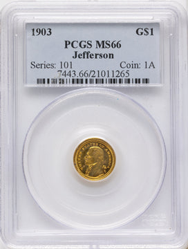1903 G$1 JEFF Commemorative Gold PCGS MS66