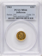 1903 G$1 JEFF Commemorative Gold PCGS MS66