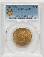 1891-CC $10 Liberty Eagle PCGS AU53