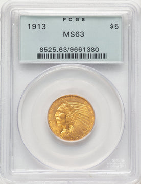 1913 $5 Indian Half Eagle PCGS MS63
