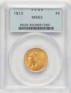 1913 $5 Indian Half Eagle PCGS MS63