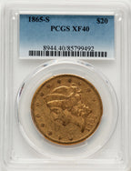 1865-S $20 Liberty Double Eagle PCGS XF40