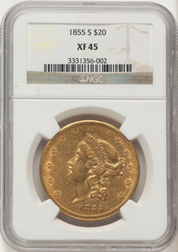 1855-S $20 Liberty Double Eagle NGC XF45