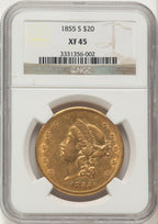 1855-S $20 Liberty Double Eagle NGC XF45