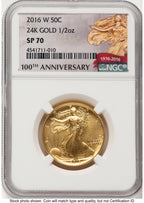 2016-W 50C Walking Liberty 100th Anniversary Gold Centennial 100th Anniversary NGC MS70