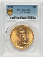 1926 $20 Tripled Die Obverse FS-101 Saint-Gaudens Double Eagle PCGS MS64