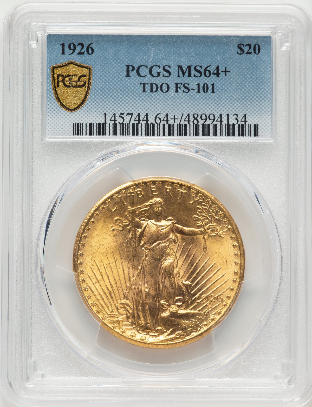 1926 $20 Tripled Die Obverse FS-101 Saint-Gaudens Double Eagle PCGS MS64