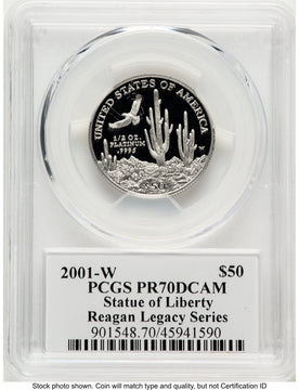 2001-W Proof Platinum Eagle 1/2 oz Reagan Legacy Series Michael Reagan Picture PCGS PR70
