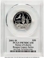 2001-W Proof Platinum Eagle 1/2 oz Reagan Legacy Series Michael Reagan Picture PCGS PR70