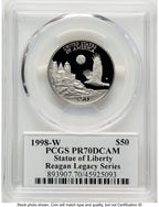 1998-W Proof Platinum Eagle 1/2 oz Reagan Legacy Series Michael Reagan Picture PCGS PR70
