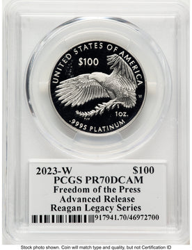 2023-W Proof Platinum Eagle 1 oz AR Reagan Legacy Series Michael Reagan Picture PCGS PR70