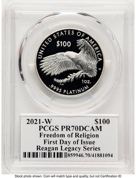 2021-W Proof Platinum Eagle 1 oz FDI Reagan Legacy Series Michael Reagan Picture PCGS PR70
