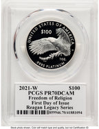 2021-W Proof Platinum Eagle 1 oz FDI Reagan Legacy Series Michael Reagan Picture PCGS PR70