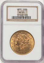 1879 $20 Liberty Double Eagle NGC MS61