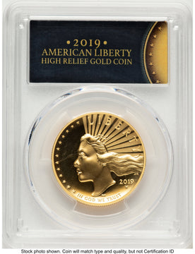 2019-W G$100 American Liberty High Relief Enhanced PL FS 2019 HR Label PCGS MS70