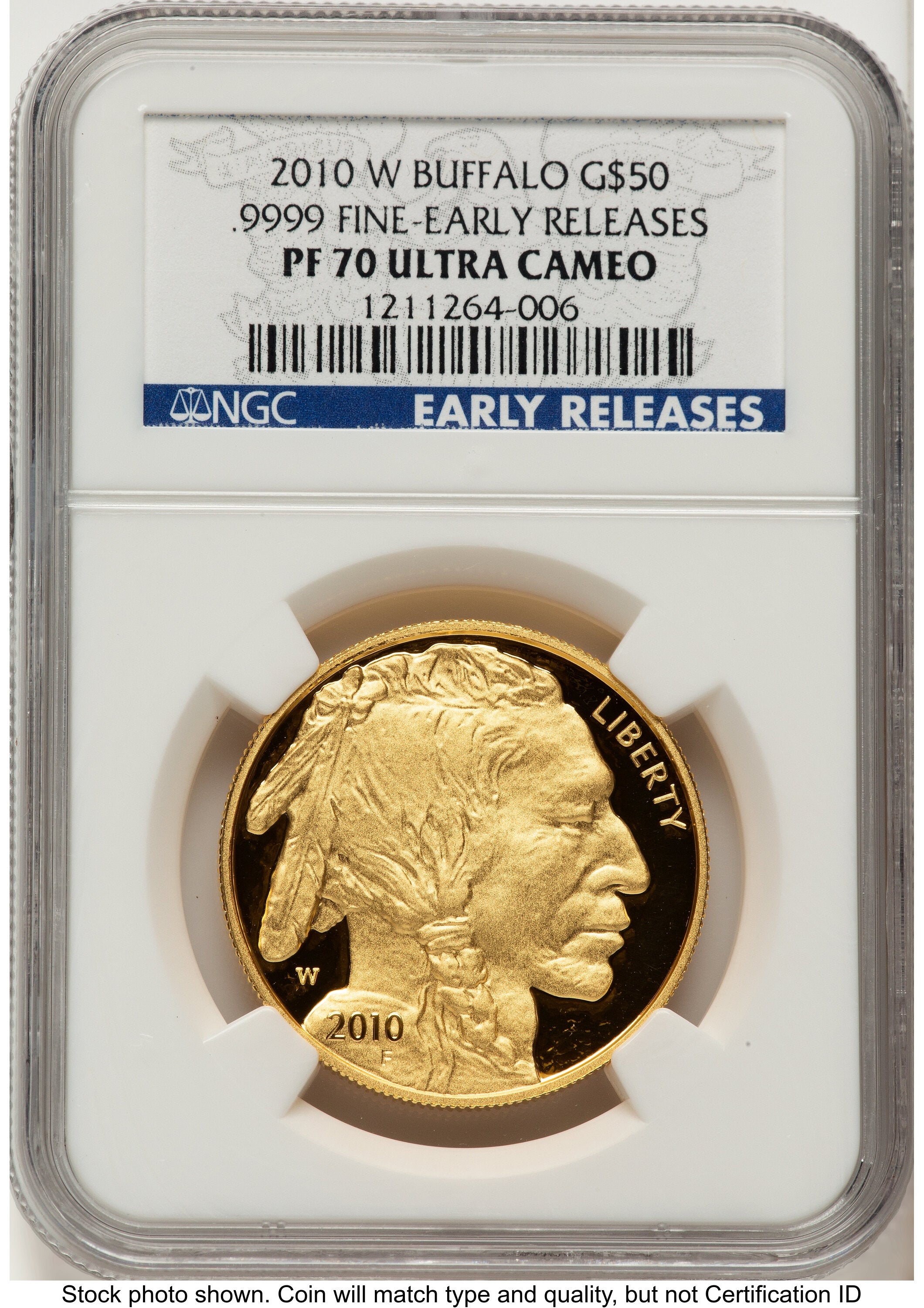 2010-W Proof Gold Buffalo 1 oz ER Blue NGC PF70
