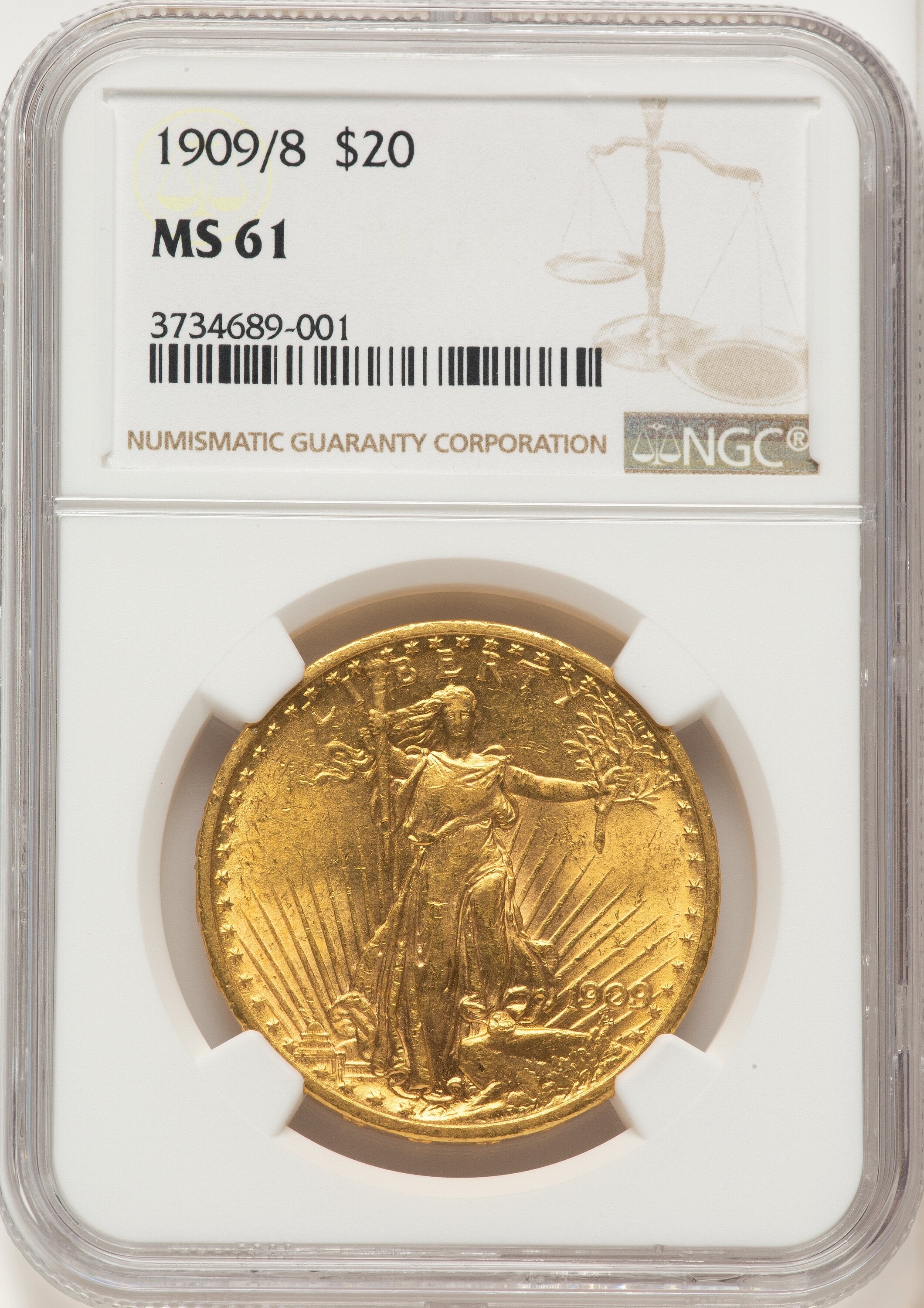 1909/8 $20 FS-301 Saint-Gaudens Double Eagle NGC MS61 | LCR Coin