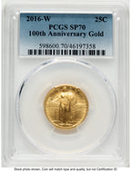 2016-W 25C Standing Liberty 100th Anniversary Gold Centennial Blue Gradient PCGS MS70
