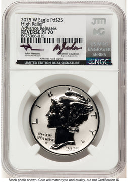 2025-W Palladium Eagle 1 oz REV AR John /Michael Gaudioso US Mint Engraver Series NGC PF70 Mercanti