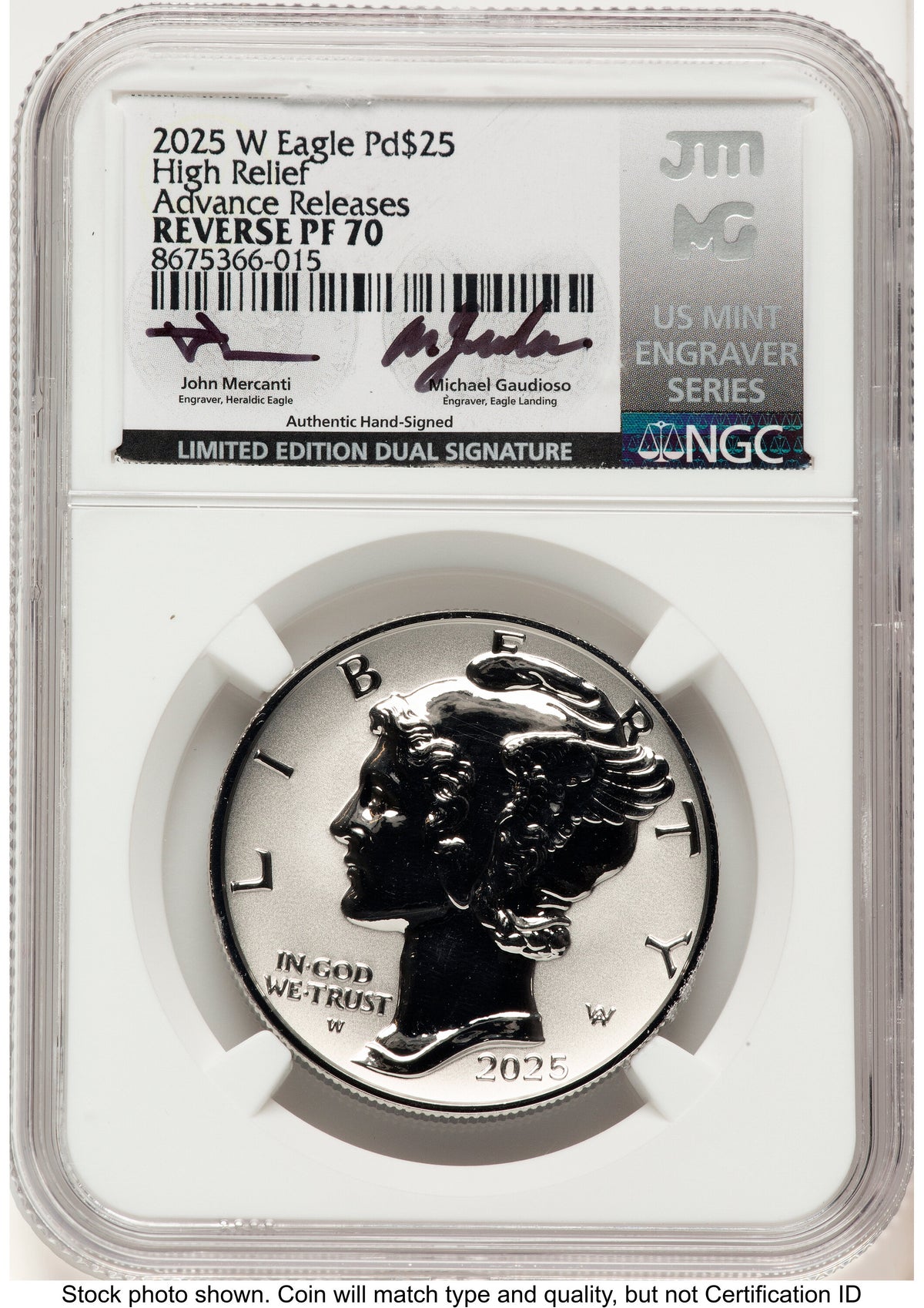 2025-W Palladium Eagle 1 oz REV AR John /Michael Gaudioso US Mint Engraver Series NGC PF70 Mercanti