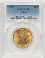 1907 $10 No Motto Indian Eagle PCGS MS63