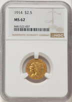 1914 $2.50 Indian Quarter Eagle NGC MS62