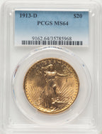 1913-D $20 Saint-Gaudens Double Eagle PCGS MS64