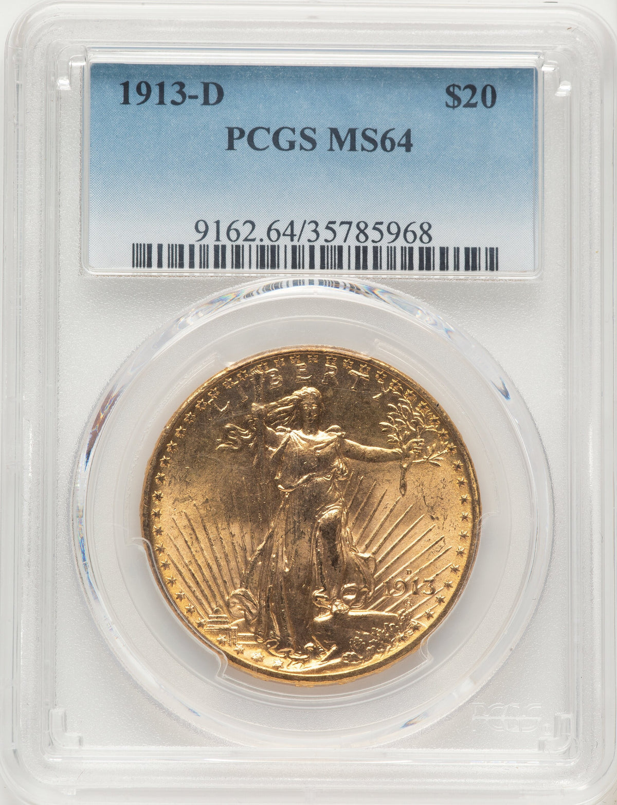 1913-D $20 Saint-Gaudens Double Eagle PCGS MS64