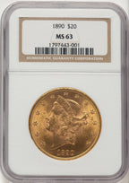 1890 $20 Liberty Double Eagle NGC MS63